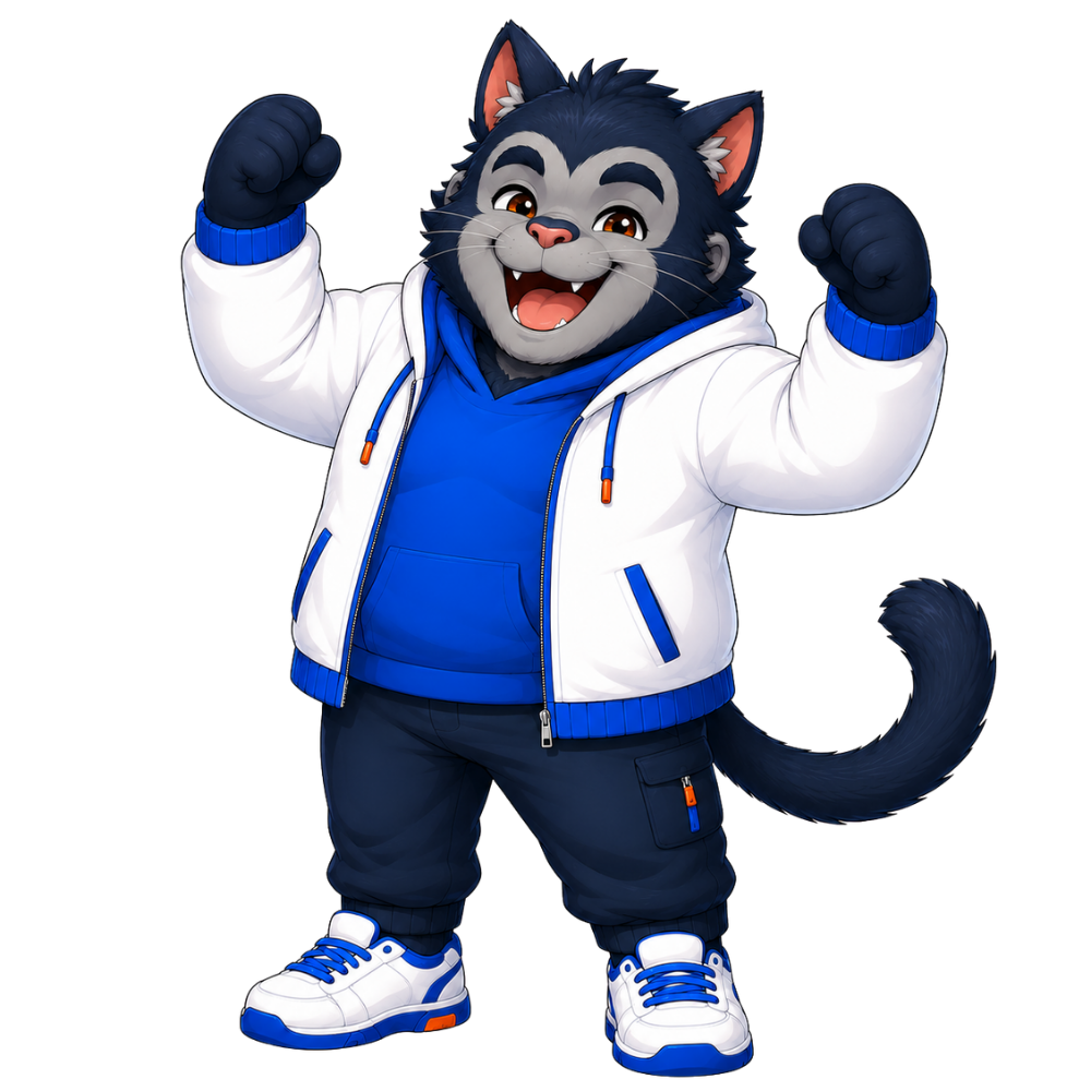 ガッツポーズするadofyのマスコットキャラクター