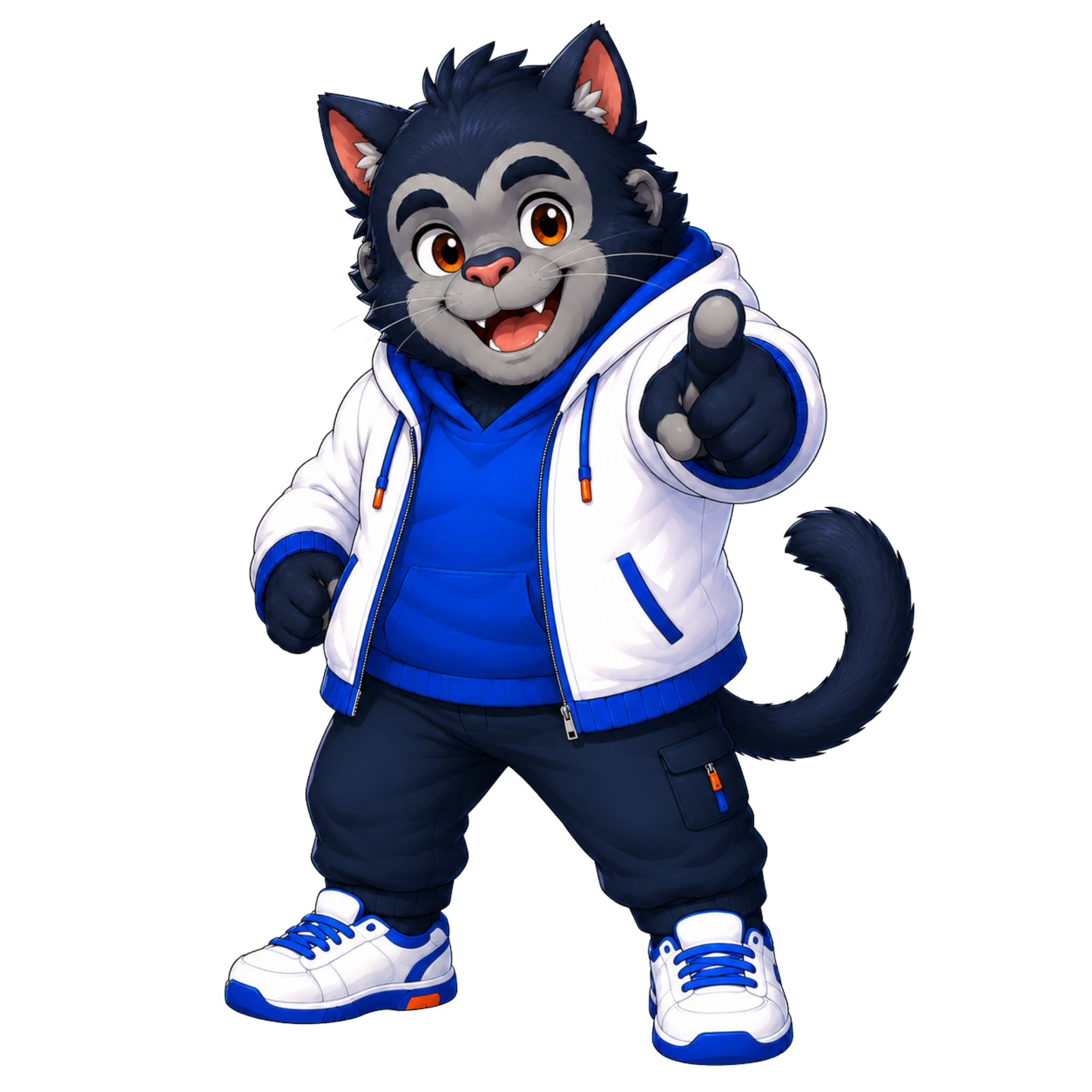 adofyのマスコットキャラクターがCTAボタンを指している